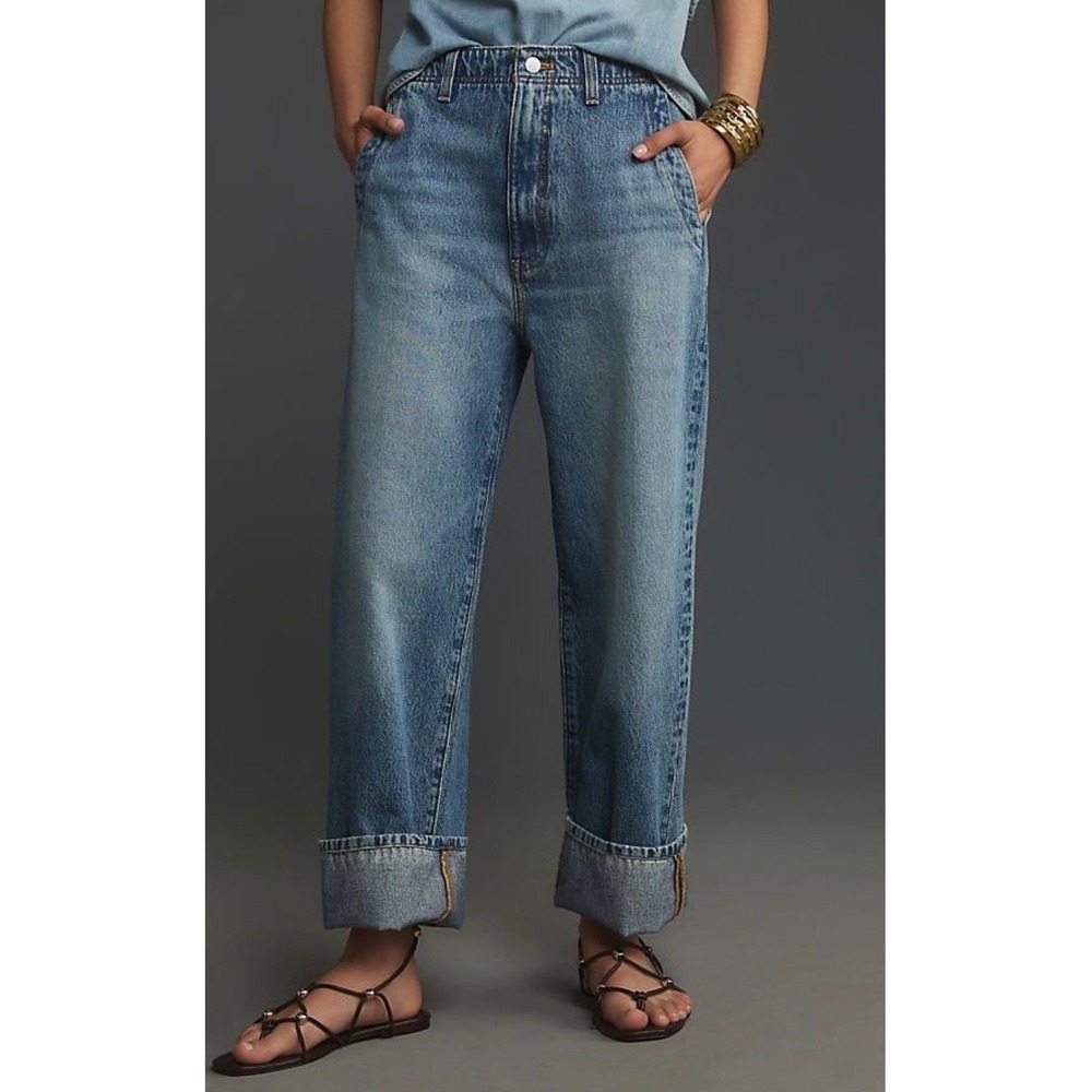 Pilcro Anthropologie The Lonnie Cuffed High-Rise Crop Jeans Size‎ 34 Petite NWT